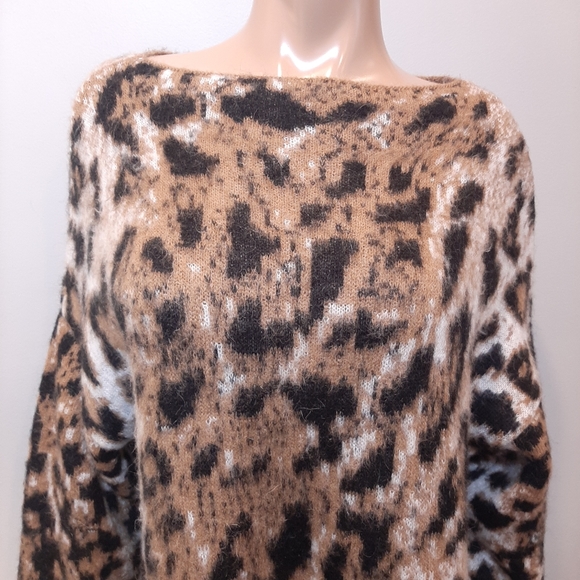 Anthropologie Leopard Tunic Sweater mohair blend LINEAMAGLIA 1X - Picture 3 of 10